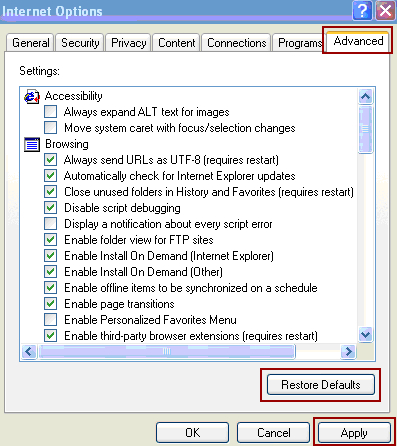 restore security ie 3